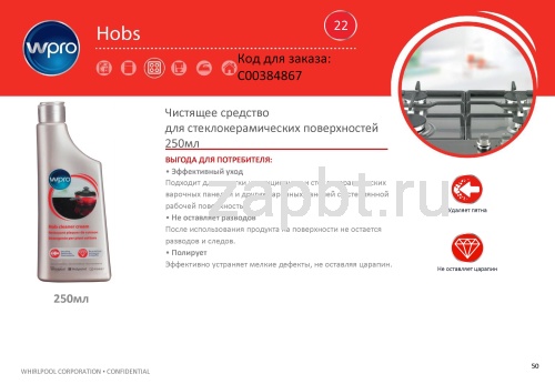Чистящее средство для стеклокерамических поверхностей 250мл 384867 Москва