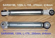 Амортизатор для стиральной машины 120n Suspa L 175…250mm втулка-8mm Miele-06200778 Sar000mi с доставкой